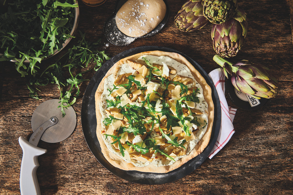 DE BUYER Pizza Tray, Heavy Blue Steel